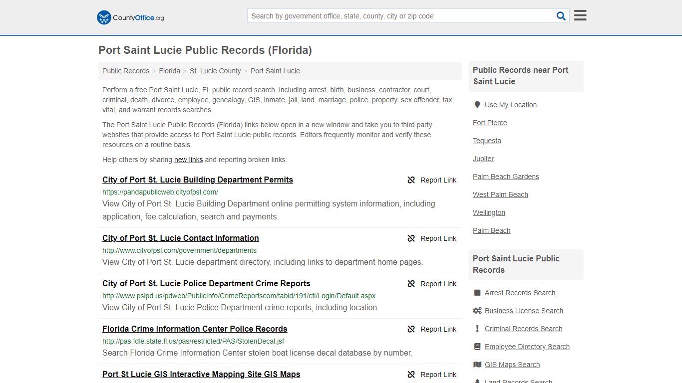 Port Saint Lucie Public Records (Florida) - County Office
